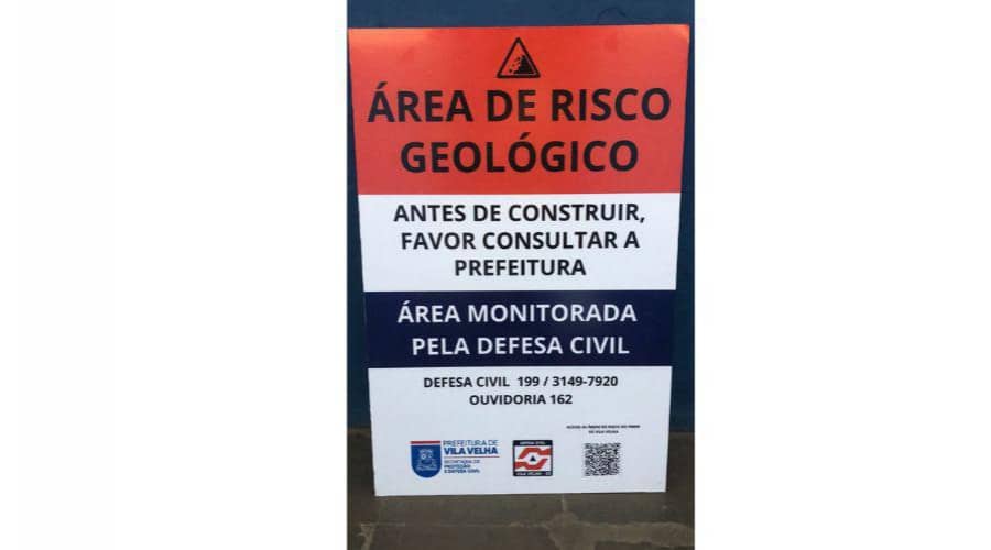 Placas de áreas de risco com QR Code serão instaladas em bairros de Vila Velha