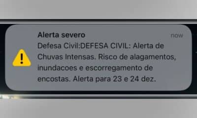 Alerta de chuvas fortes emitido pela Defesa Civil do Espírito Santo