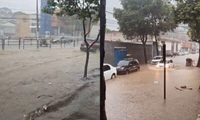 Nesta segunda-feira, 23 de dezembro, as fortes chuvas causaram alagamentos na Avenida Vitória e em ruas do bairro Consolação, em Vitória