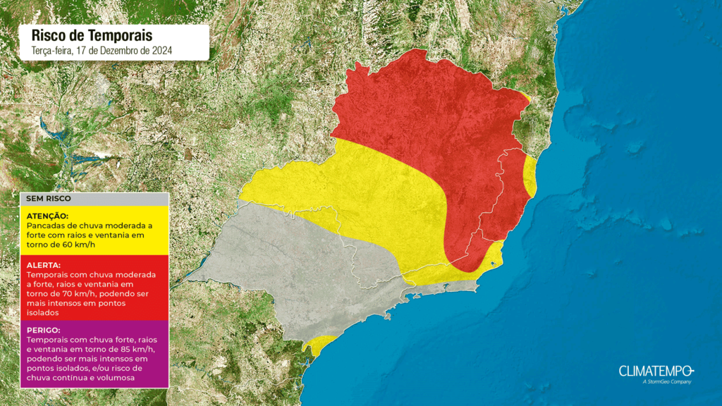 Frente fria traz chuva forte e alerta de temporais para ES