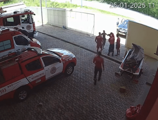 Bombeiros do 5º Batalhão em Anchieta reanimam bebê de 1 ano após afogamento em piscina. Foto: Reprodução