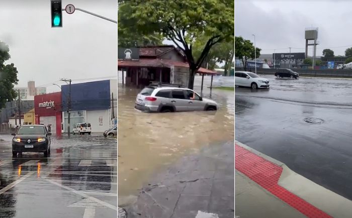 Ruas alagadas na Serra