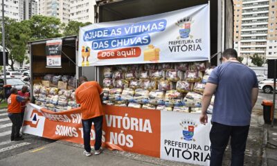 Prefeitura de Vitória estava recebendo doações na Arena da Vida, em Camburi. Foto: Divulgação