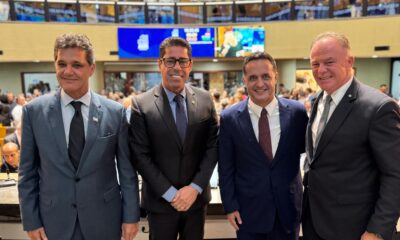 Da esquerda para a direita: Ricardo Ferraço, Marcelo Santos, Fabrício Gandini e Renato Casagrande. Foto: Assessoria de Gandini