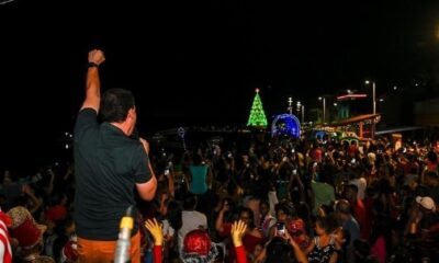 Lorenzo Pazolini em evento da PMV durante o Natal de 2024. Foto: reprodução Instagram