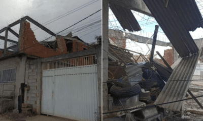 CIlindro de gás lançado pela explosão em Cariacica atingiu residência em Vila Velha, destruindo parte do terraço