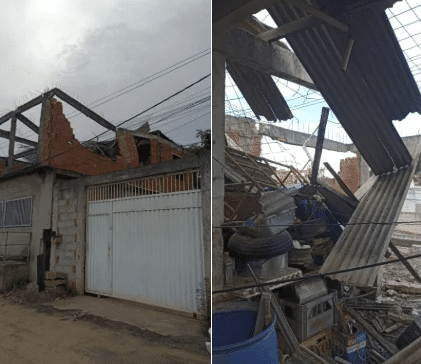 CIlindro de gás lançado pela explosão em Cariacica atingiu residência em Vila Velha, destruindo parte do terraço