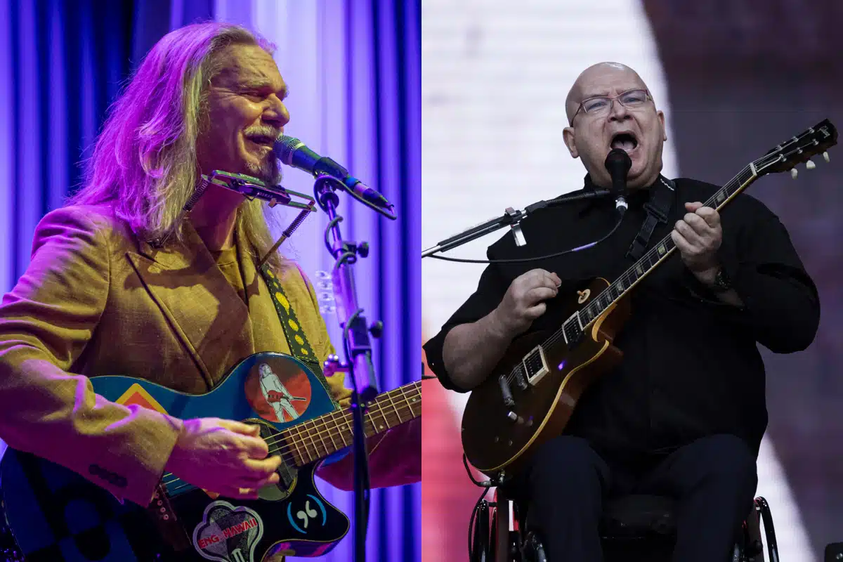 Humberto Gessinger e o vocalista Herbert Vianna da banda Paralamas do Sucesso. Foto: Eduardo Anizelli/Folhapress/Van Campos /Fotoarena