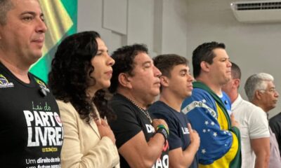 No sentido da leitura: Callegari, Maguinha, Magno Malta, Nikolas Ferreira e Gilvan da Federal. Foto: PL-ES
