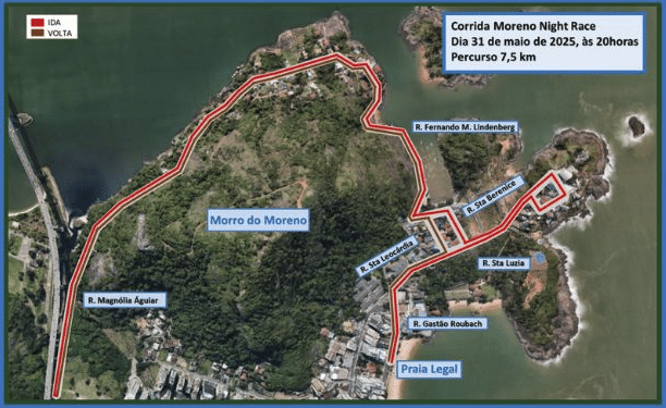 Corrida noturna vai interditar ruas em torno do Morro do Moreno
