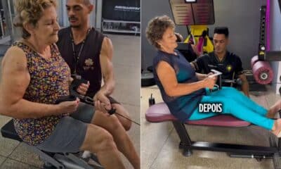 Idosa de 80 anos de Cariacica viraliza treinando na academia