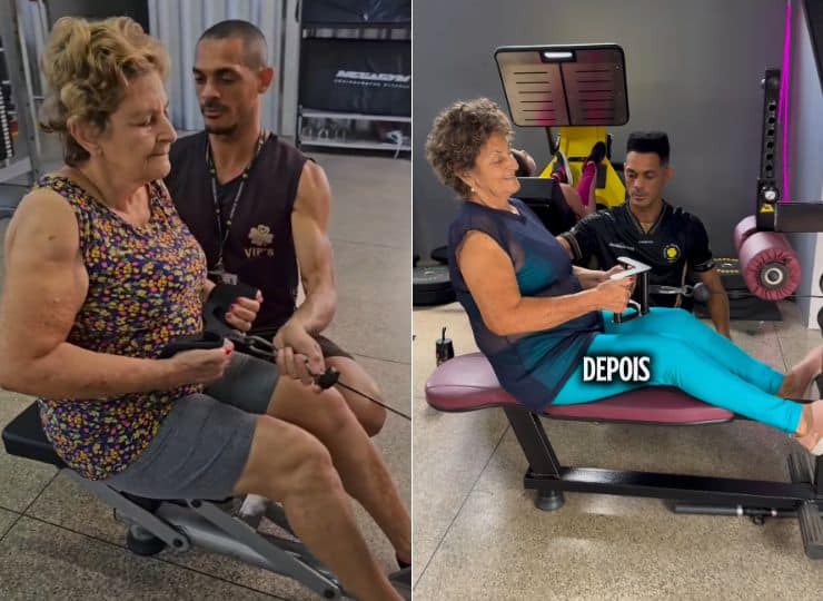 Idosa de 80 anos de Cariacica viraliza treinando na academia