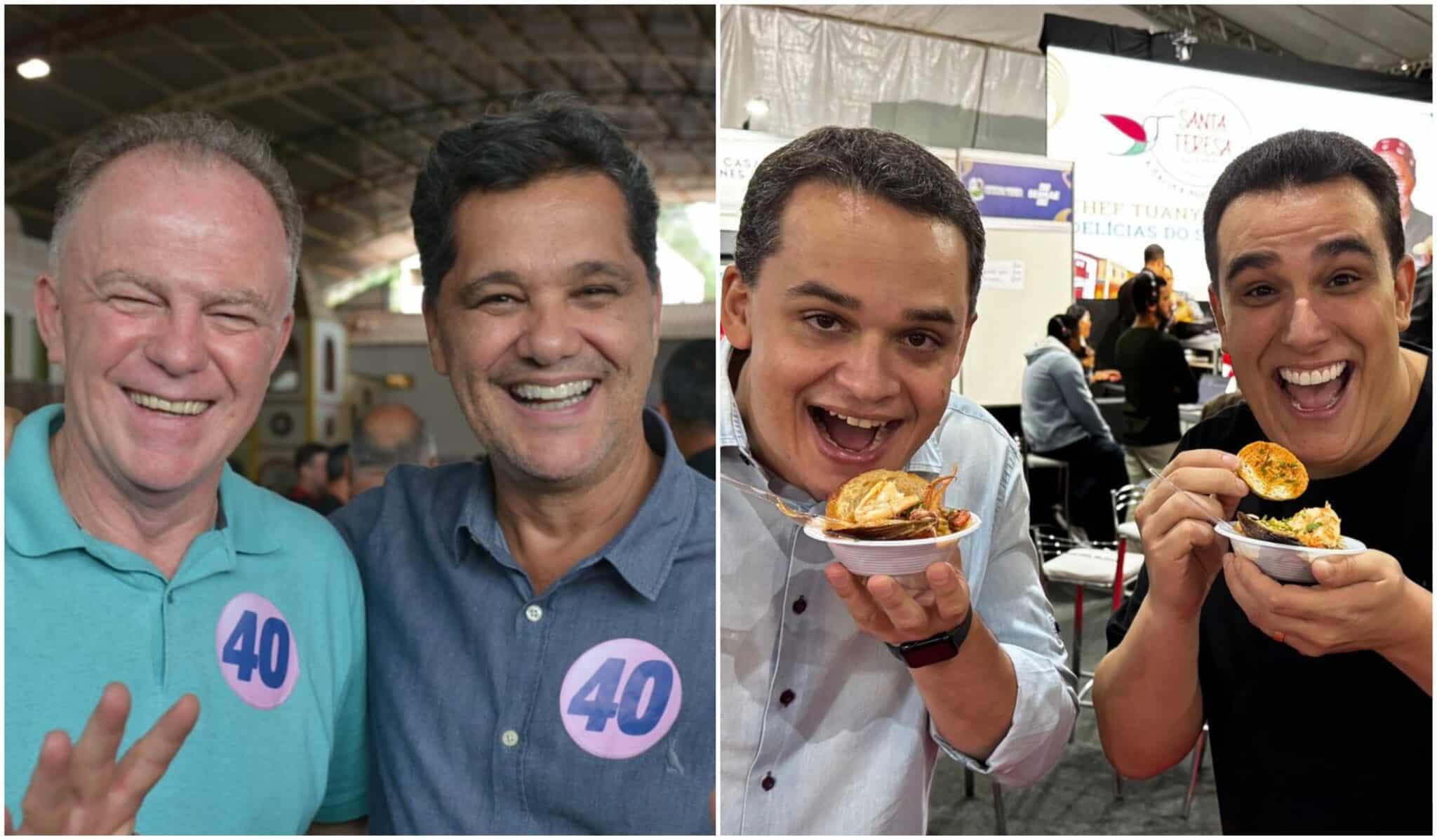À esquerda, Casagrande com Ricardo Ferraço; à direita, Pazolini com Erick Musso