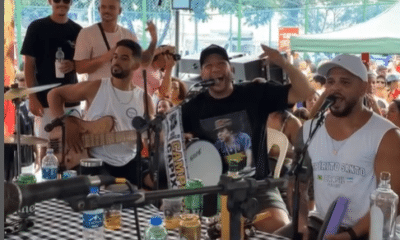 Roda de samba reúne moradores no Mercado Municipal de Cariacica durante o Samba da Comunidade, evento gratuito que transforma o espaço em palco de cultura popular com clássicos do gênero. Foto: Reprodução/Instagram