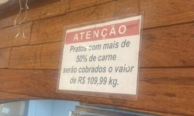 Valor do quilo nos restaurantes variam de acordo com a quantidade de carne no prato. Foto: Reprodução