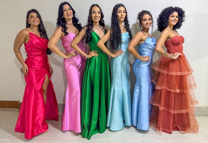 Candidatas que disputaram o título de Miss Universe Colatina 2025 na final realizada no Shopping Moda Brasil