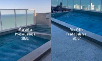 Água de piscina balança no alto de prédio de Vila Velha e intriga moradores
