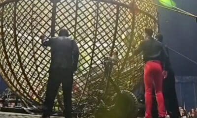 Colisão entre motos durante 'Globo da Morte' assusta público no ES