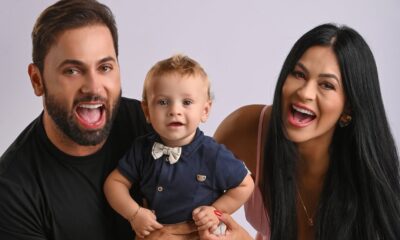 Enrico nos braços dos pais, Evandro e Eliza, que seguem confiantes na recuperação do filho após dias marcados por fé, luta e resistência