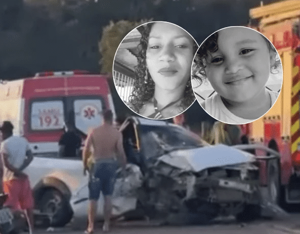 Lauriete Lemos da Silva, de 26 anos, e a sobrinha Cecília, de 2 anos, morreram após a caminhonete em que estavam bater em um poste e capotar na estrada de Jataipeba, em Linhares
