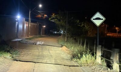 Local onde o morador instalou, sem autorização, o quebra-molas que causou o acidente com um motociclista em Córrego dos Monos, em Cachoeiro de Itapemirim