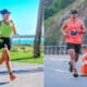 Luciene Rocha e Bernardo Macedo durante treinos na orla de Vitória; os dois estreiam em novas distâncias na Maratona de Vitória 2025