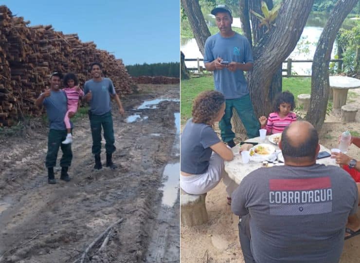 Menina de 3 anos foi resgatada com vida após passar a noite ao lado de um amigo da família em uma área de mata densa em Conceição da Barra