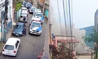 Movimentação policial no Bairro da Penha, em Vitória, durante ocorrência em que mulher foi feita refém e teve a casa incendiada pelo ex-companheiro