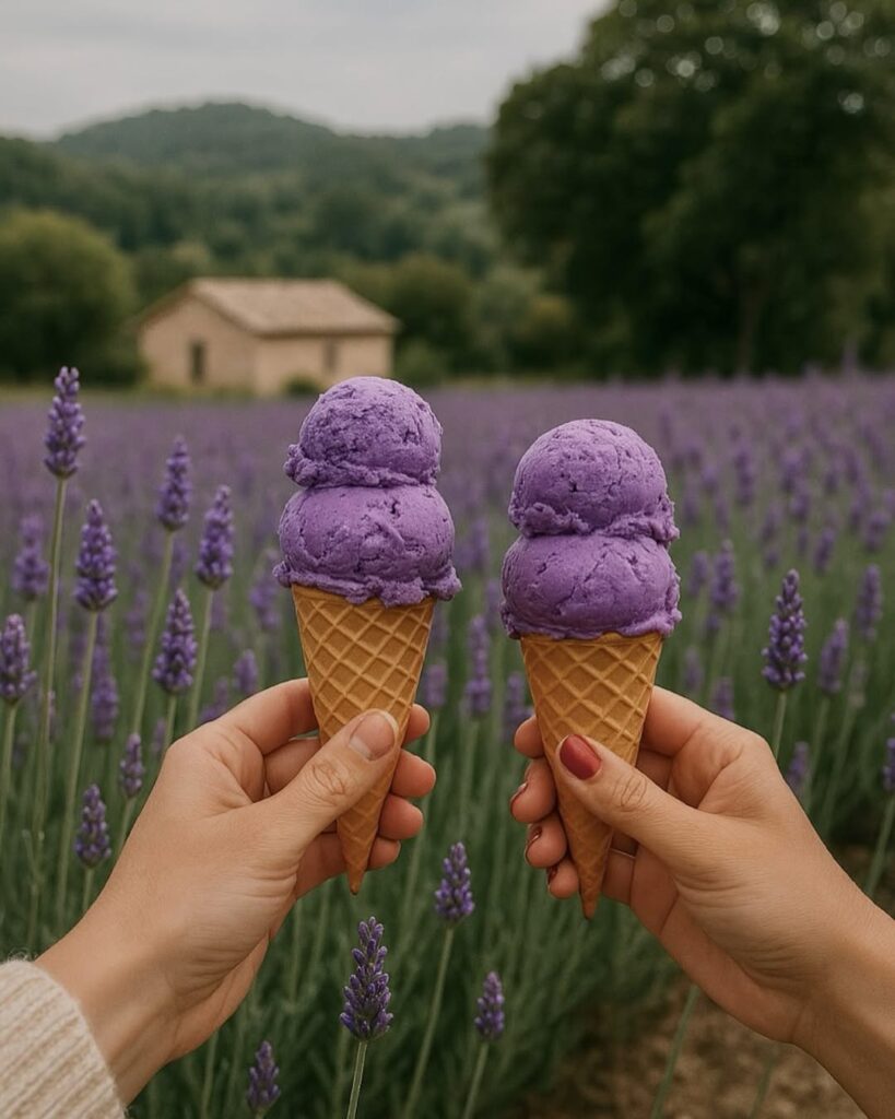 Sorvete de lavanda no Lavandário Pedra Azul