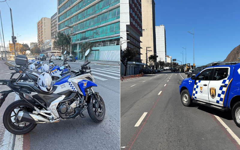 A Guarda de Vitória interditou o trânsito na avenida Beira-Mar para a passagem do comboio milionário. Fotos: Divulgação (Guarda de Vitória)