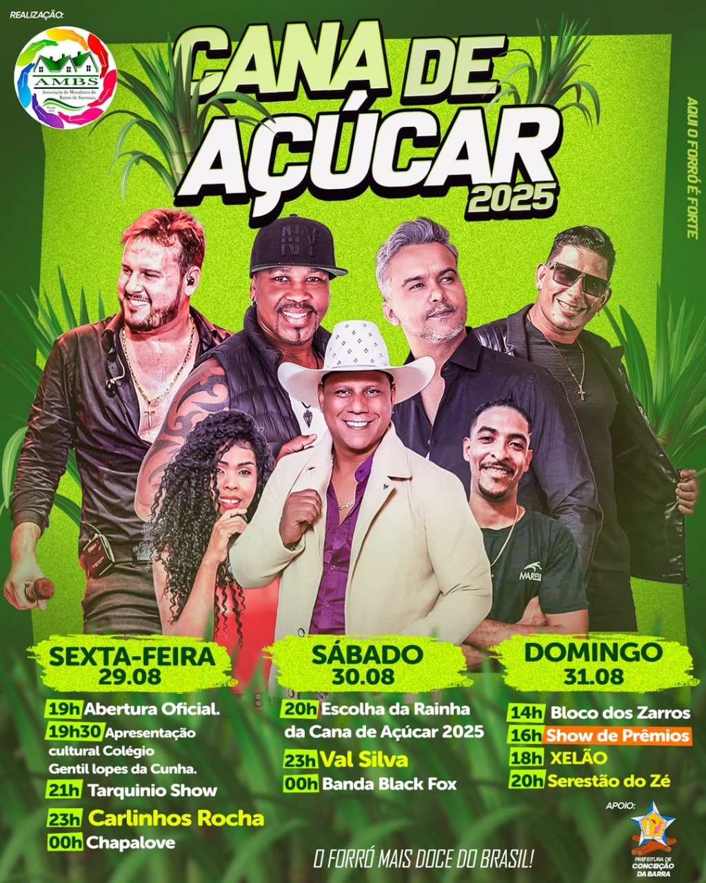 Festa da Cana de Açúcar reúne música, cultura e tradição em Sayonara, valorizando o papel da cana na economia de Conceição da Barra. Foto: Divulgação