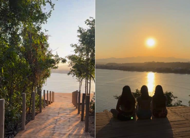 Nova estrutura em madeira leva ao mirante da Ilha do Gambá, em Piúma, ponto privilegiado para observar o pôr do sol sobre o mar e o contorno do Monte Aghá