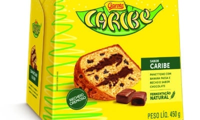 Panettone Caribe: lançamento da Garoto mistura massa de fermentação natural, banana passa e recheio cremoso de chocolate