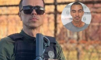 Policial penal Alvino Corrêa Neto foi morto a tiros em Viana; à direita, Gilvano de Jesus Conceição, preso acusado pelo crime