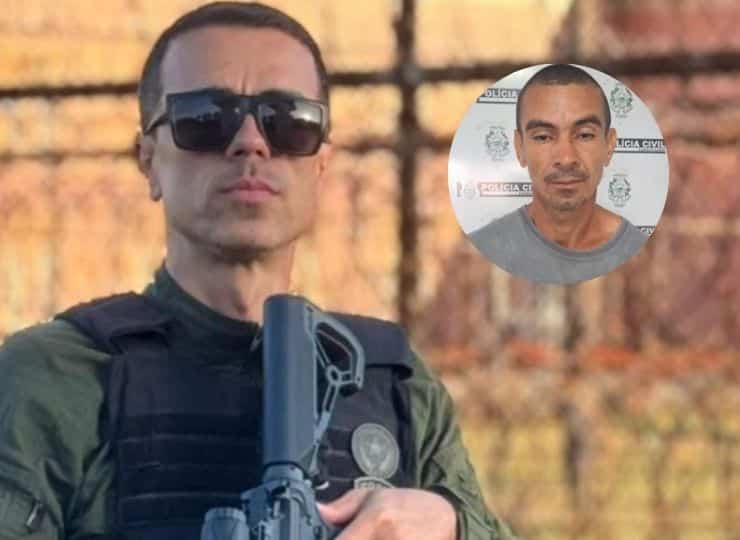 Policial penal Alvino Corrêa Neto foi morto a tiros em Viana; à direita, Gilvano de Jesus Conceição, preso acusado pelo crime