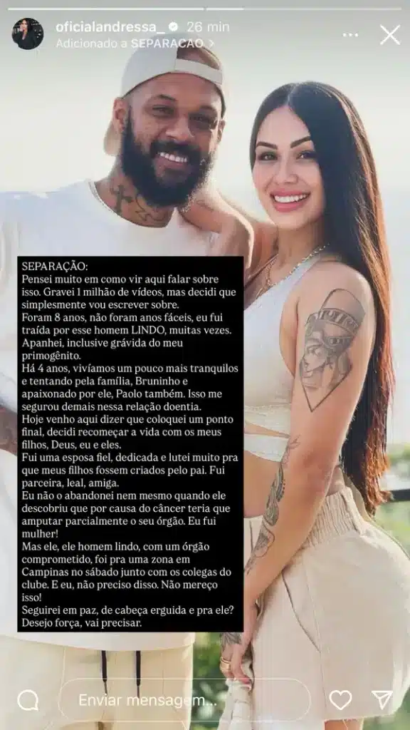 Andressa Marinho e Bruno Silva. Foto: Reprodução