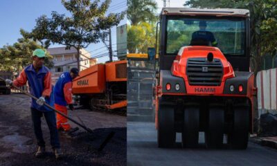 Nesta quarta-feira, a prefeitura de Vila Velha iniciou obras de recuperação do asfalto. Foto: Divulgação (prefeitura)