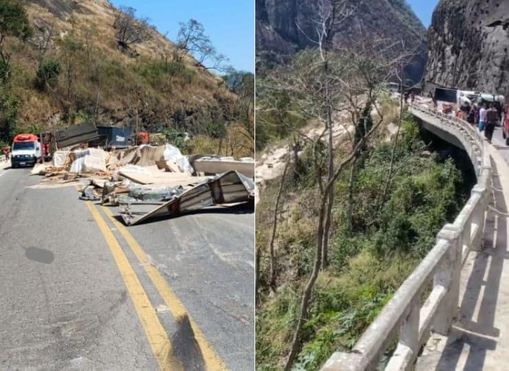 Acidentes com carretas interdita BR-101 e BR-262 em menos de 24 horas