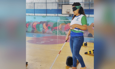 Aluna da Escola Valéria Maria Miranda participa do projeto “Eu no seu lugar”, que convida estudantes a vivenciar desafios enfrentados por pessoas com deficiência durante o Setembro Verde