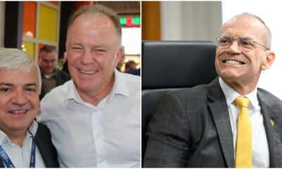 À esquerda, Alberto Gavini e Renato Casagrande; À direita, Fabiano Contarato