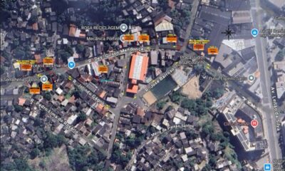 Mapa mostra o trecho interditado da Avenida Desembargador Gilson Mendonça, em Vitória, e as rotas alternativas sinalizadas para o trânsito durante as obras da Cesan