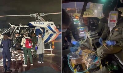 Turista chinês cai no mar e é socorrido de helicóptero em Guarapari