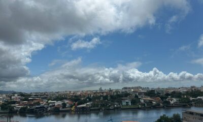 Foto para previsão do tempo - céu nublado no canal de Camburi, em Vitória