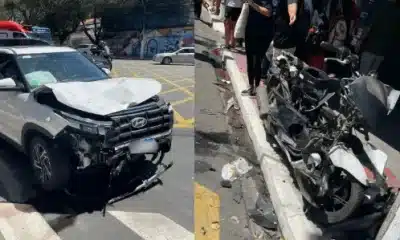 Acidente na Reta da Penha deixou uma mulher ferida. Foto: TV Sim/SBT